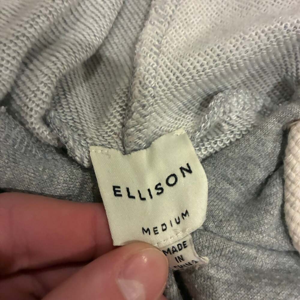 Ellison‎ London Graphic Hoodie Gray Pullover Sweatshirt Medium Mens Womens - Picture 2 of 3